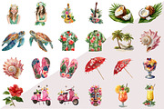 Watercolor Summer Hawaii Clipart, an Illustration by Design Market (Thumbnail 2 of 2)