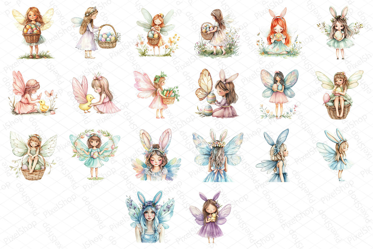 Easter Day Adorable Fairy Girls Clip, an Illustration by DreamPrint404 (Photo 6 of 6)