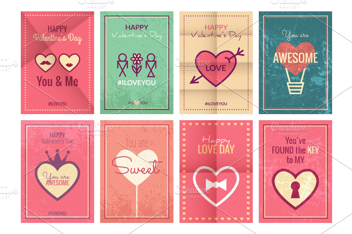 16 Vintage Valentines Day Cards, an Illustration by Lianella's Shop (Photo 3 of 3)