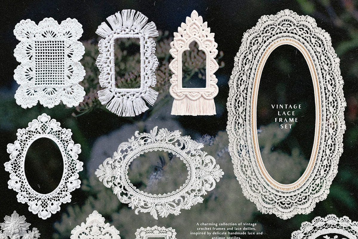 Crochet Frames: Vintage Lace Set, an Object Graphic by Purple (Photo 8 of 14)