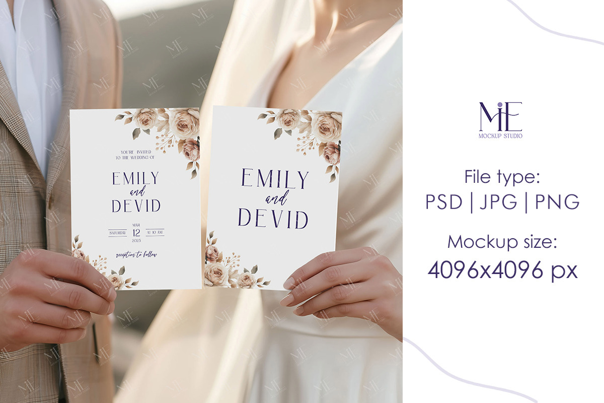 Wedding Invitation Cards Mockup Set, a Mockup by Mie Mockup Studio (Photo 2 of 7)