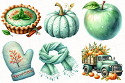 Mint Fresh Green Autumn Clipart, an Illustration by OK Design (Thumbnail 2 of 5)