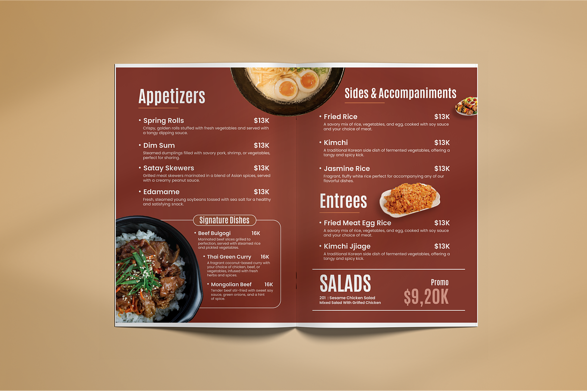 Restaurant Menu Bifold Brochures, a Brochure Template by SquidPixey (Photo 5 of 6)