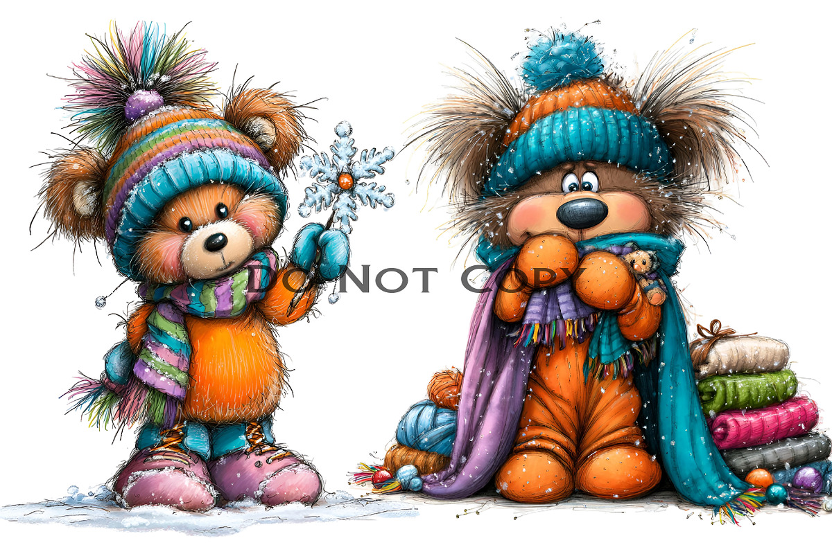 Whimsical Christmas Teddy Clipart, an Illustration by Craft Nest (Photo 3 of 8)