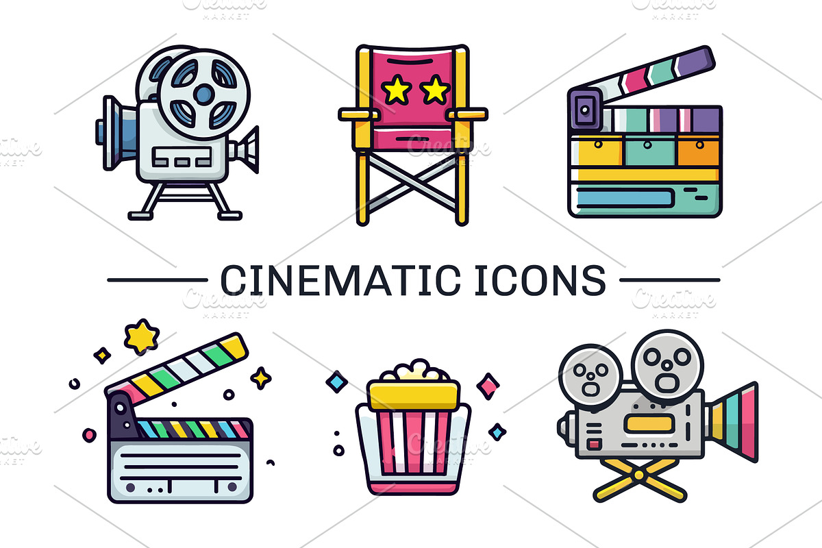 Cinematic icons. Cinema vintage, an Object Illustration by Stock-Smart-Start