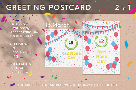 Red Nose Day - March 15, a Business Card Template by Textures & Backgrounds