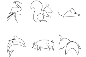 Abstract Animal Line Art Set 1