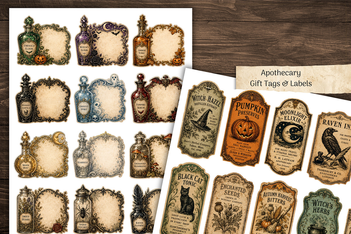 Vintage Halloween Printable Kit, a Seasonal Illustration by Print Haven Mochi Vintage (Photo 4 of 8)