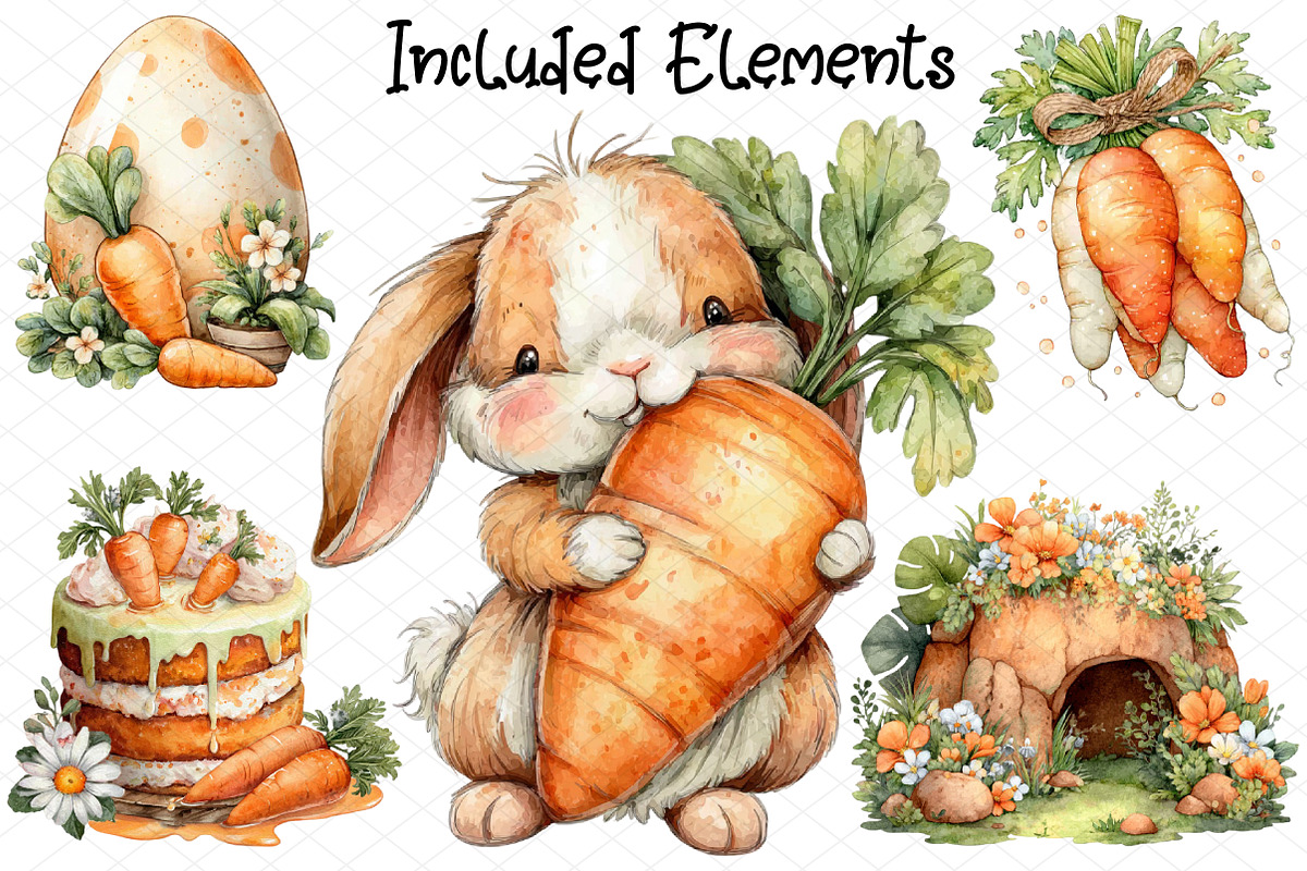 Spring Bunny Garden Clipart, an Illustration by cherrydesign (Photo 2 of 4)