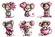 Valentine's Whimsical Mouse Clipart, an Illustration by Dream Creation (Thumbnail 3 of 8)