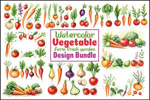 Watercolor Vegetable Clipart Bundle, a Graphic by Creativeshirt