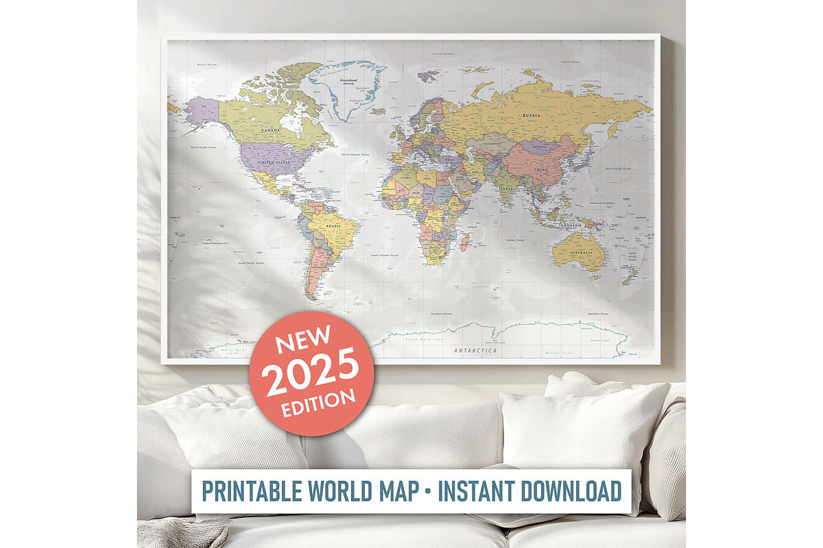 Vector World Map - Large&Detailed, an Illustration by PorcuPen Works (Photo 6 of 9)