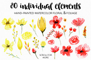 Watercolor Flower Set - Red & Yellow, an Illustration by foxandhazel (Thumbnail 2 of 6)