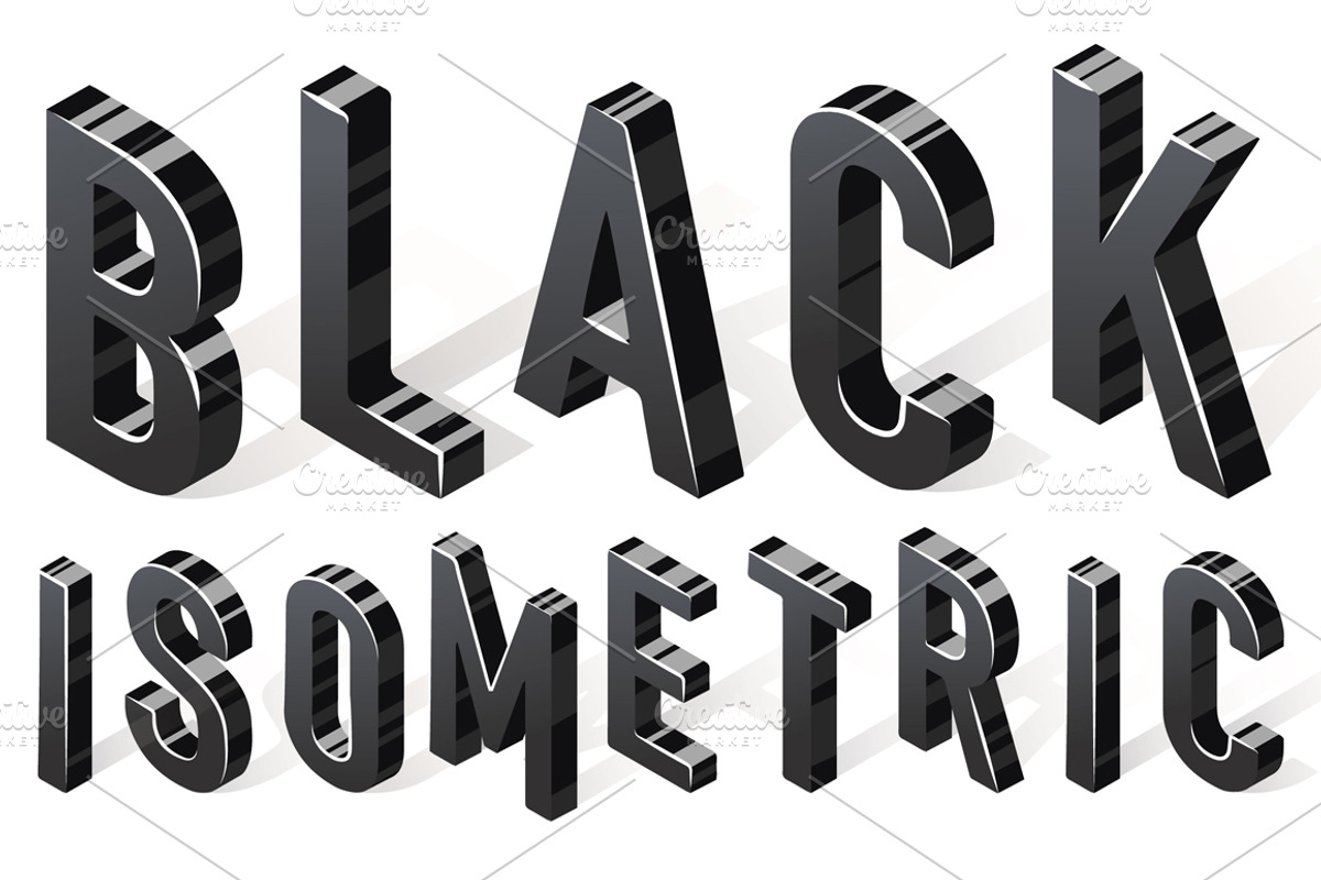 Isometric vector font, 2 colors preview 5