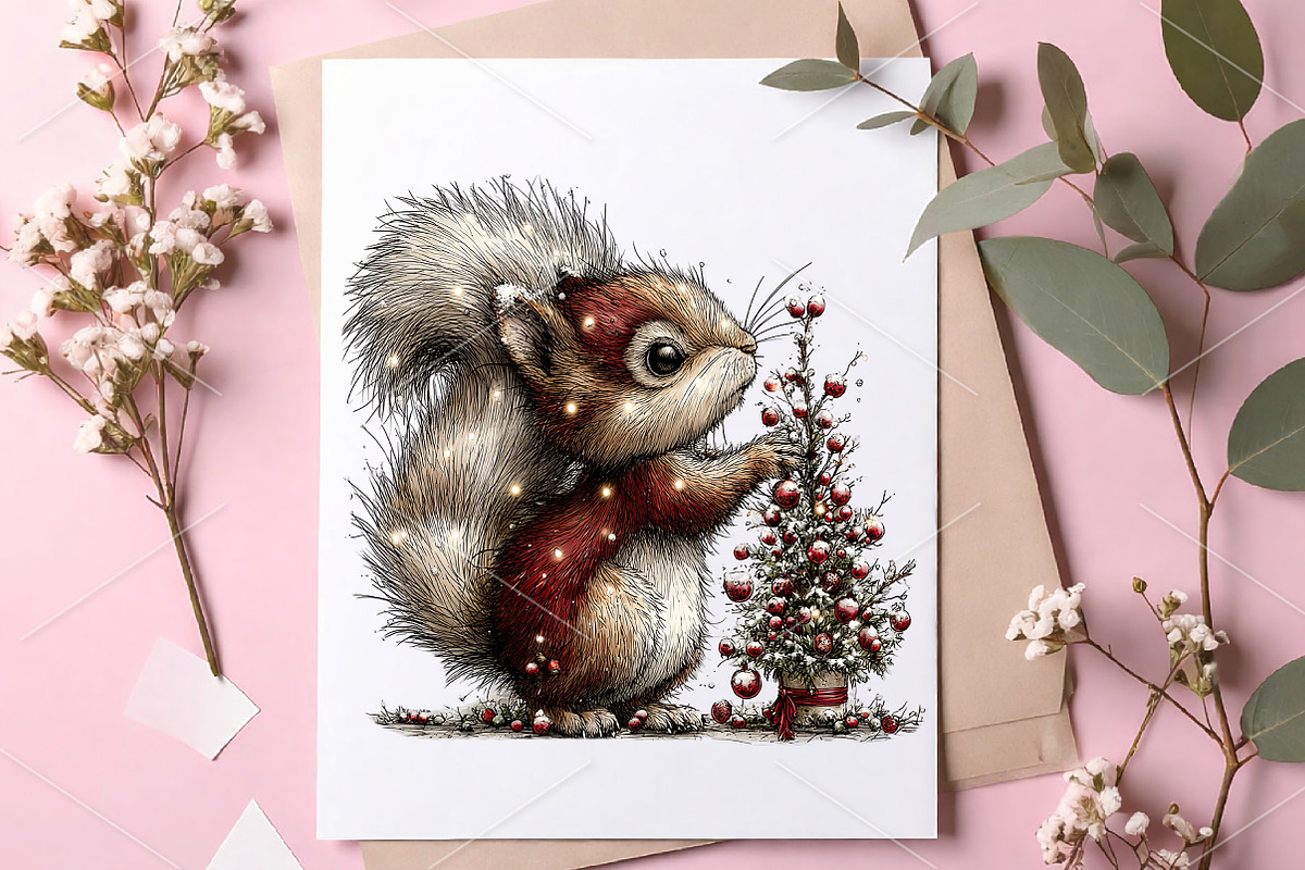 Whimsical Christmas Animals Clipart, a Seasonal Illustration by Canvas Craft (Photo 7 of 7)