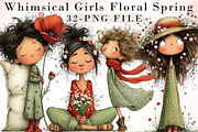 Whimsical Girls Floral Spring Clipar, an Illustration by Libby Wishes (Thumbnail 1 of 8)