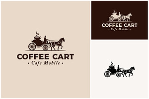 Coffee Cup Old Horse Cart Cafe Logo, a Branding & Logo Template by Enola99d