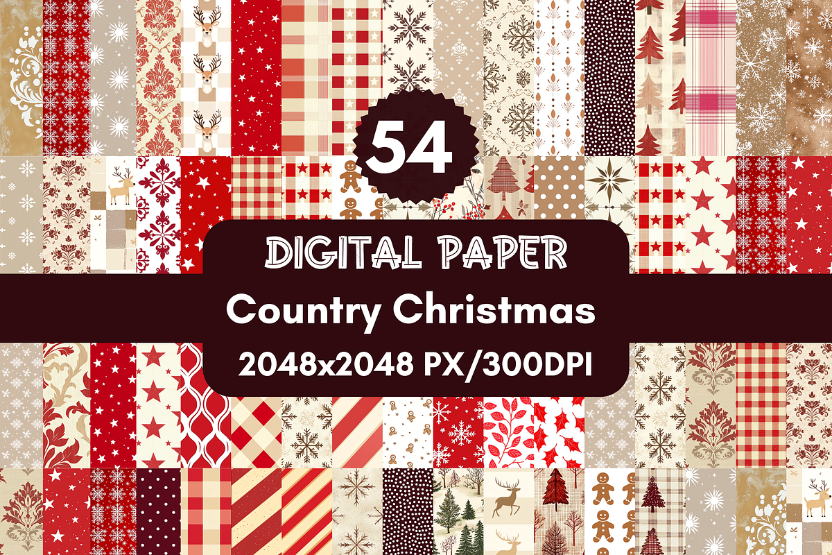 Country Christmas Digital Paper, a Background Graphic by LA Design (Photo 1 of 10)