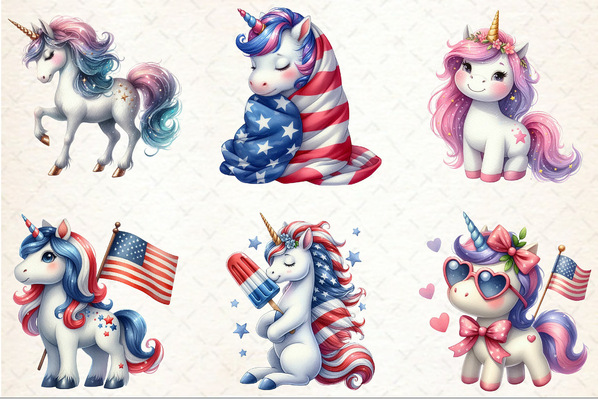 4th of July Unicorn Clipart, an Illustration by Rose Art (Photo 3 of 7)