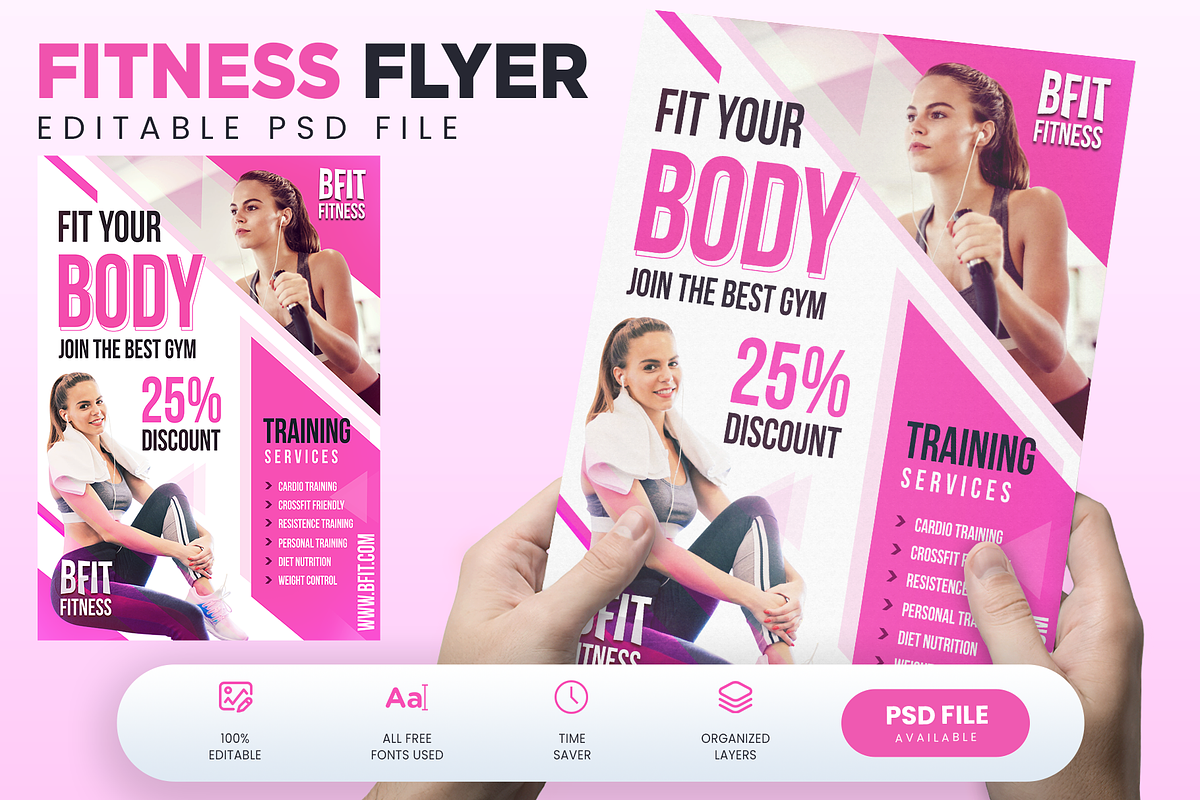 5 Fitness Flyer Bundle / Gym Flyer, a Flyer Template by Ammad (Photo 6 of 6)