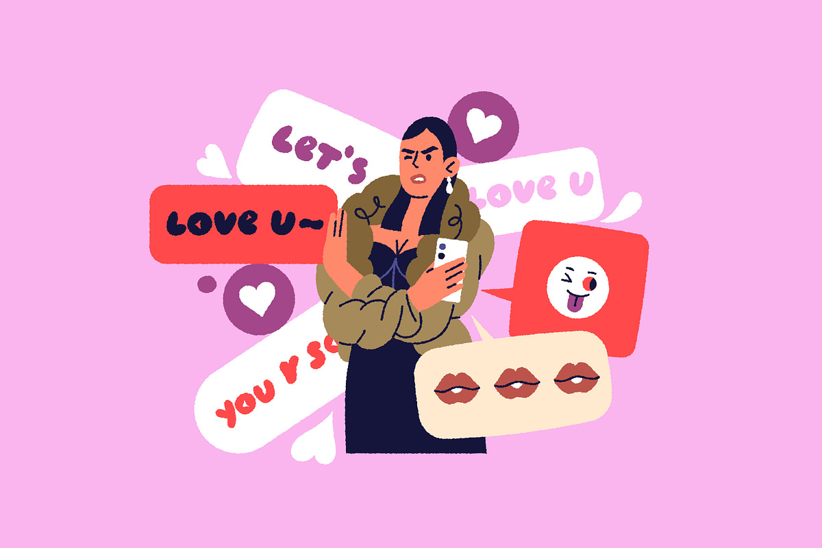 Love search, online dating app set, a Person Illustration by PaperTrident (Photo 5 of 7)