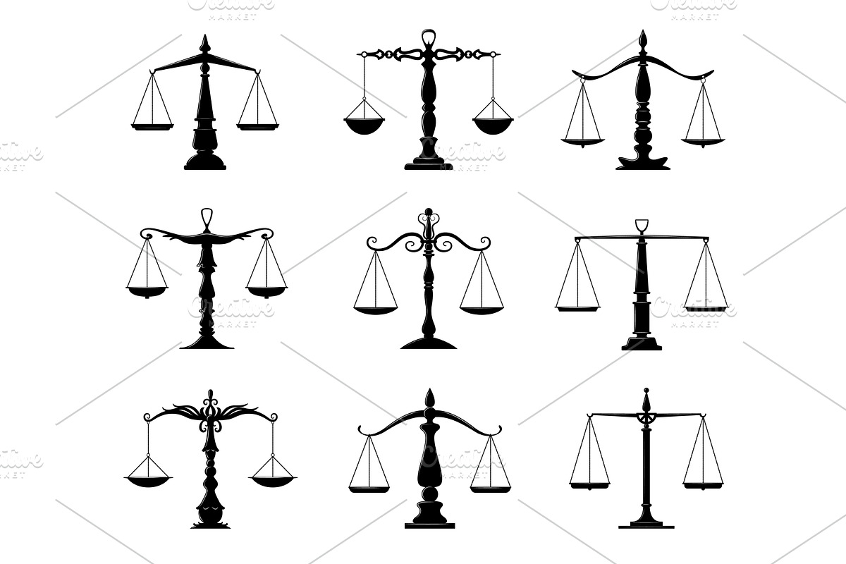 Justice, judicial law balance scales, an Illustration by Buch&Bee