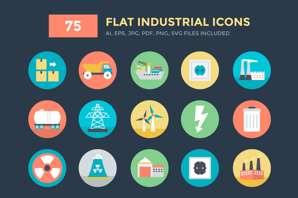 75 Flat Industrial Vector Icons, a Duotone Icon by Vectors Market (Photo 1 of 3)
