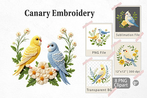 Canary Embroidery Clipart, a Graphic by Artnoy