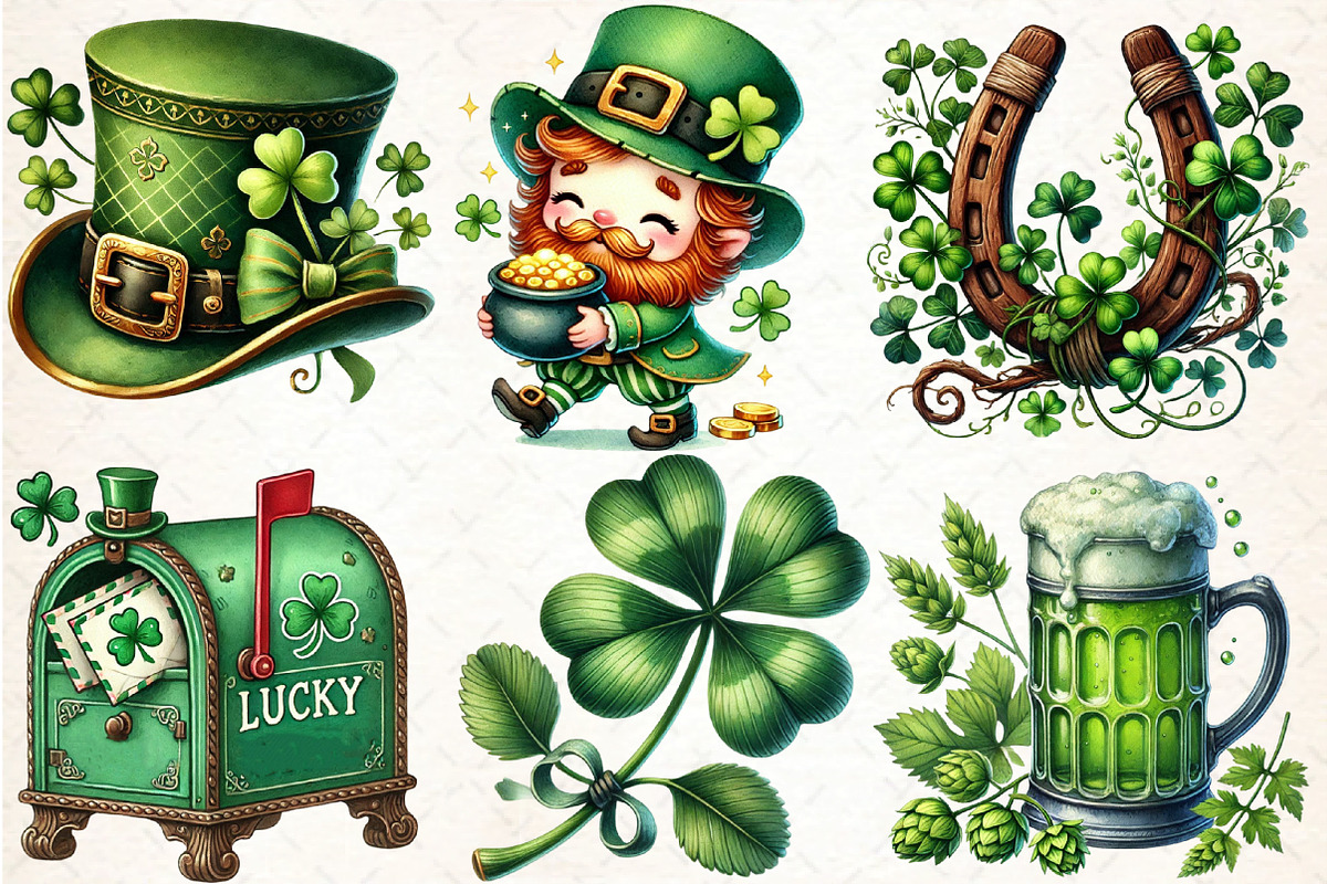 Retro St.Patrick’s Day Clipart Bundl, an Illustration by DreamCafeArt (Photo 2 of 3)