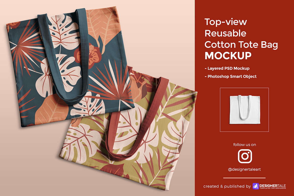 Reusable Cotton Tote Bag Mockup, a Product Mockup by Designertale (Photo 1 of 9)