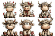 whimsical highland cow clipart, an Illustration by Designworld (Thumbnail 2 of 4)