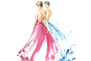 Floating watercolor dresses fashion, an Illustration by Kamenuka (Thumbnail 2 of 4)
