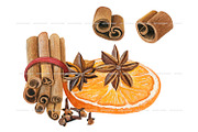 Watercolor mulled wine clipart set, a Food Illustration by ArtfulStudio (Thumbnail 9 of 9)