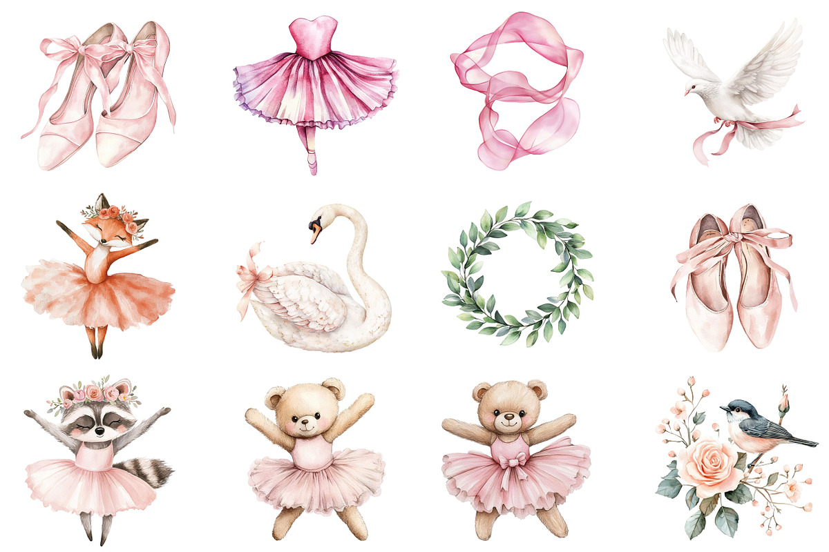 Cute Pink Ballerina Animals, an Illustration by CitraGraphics (Photo 4 of 5)
