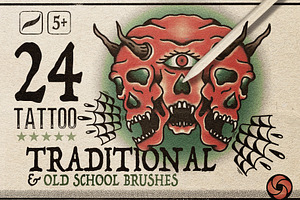 24 Traditional Tattoo Brushes