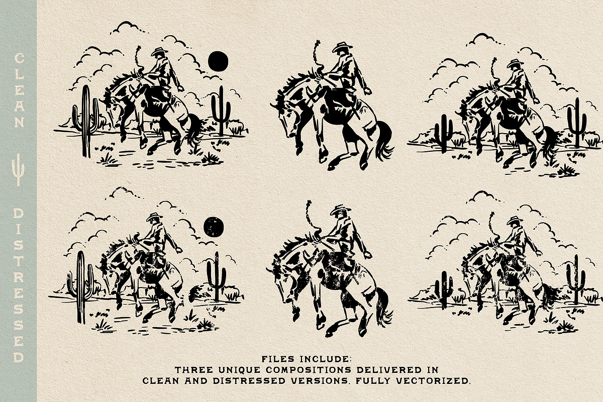 Western Cowboy Bucking Horse Graphic, an Illustration by Antiquaria (Photo 2 of 4)
