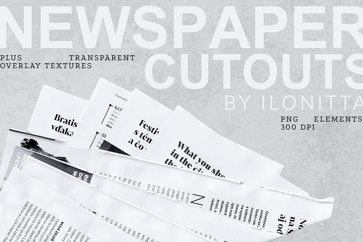 Newspaper Cutouts Collage Grunge Kit, an Object Graphic by ilonitta (Photo 2 of 10)