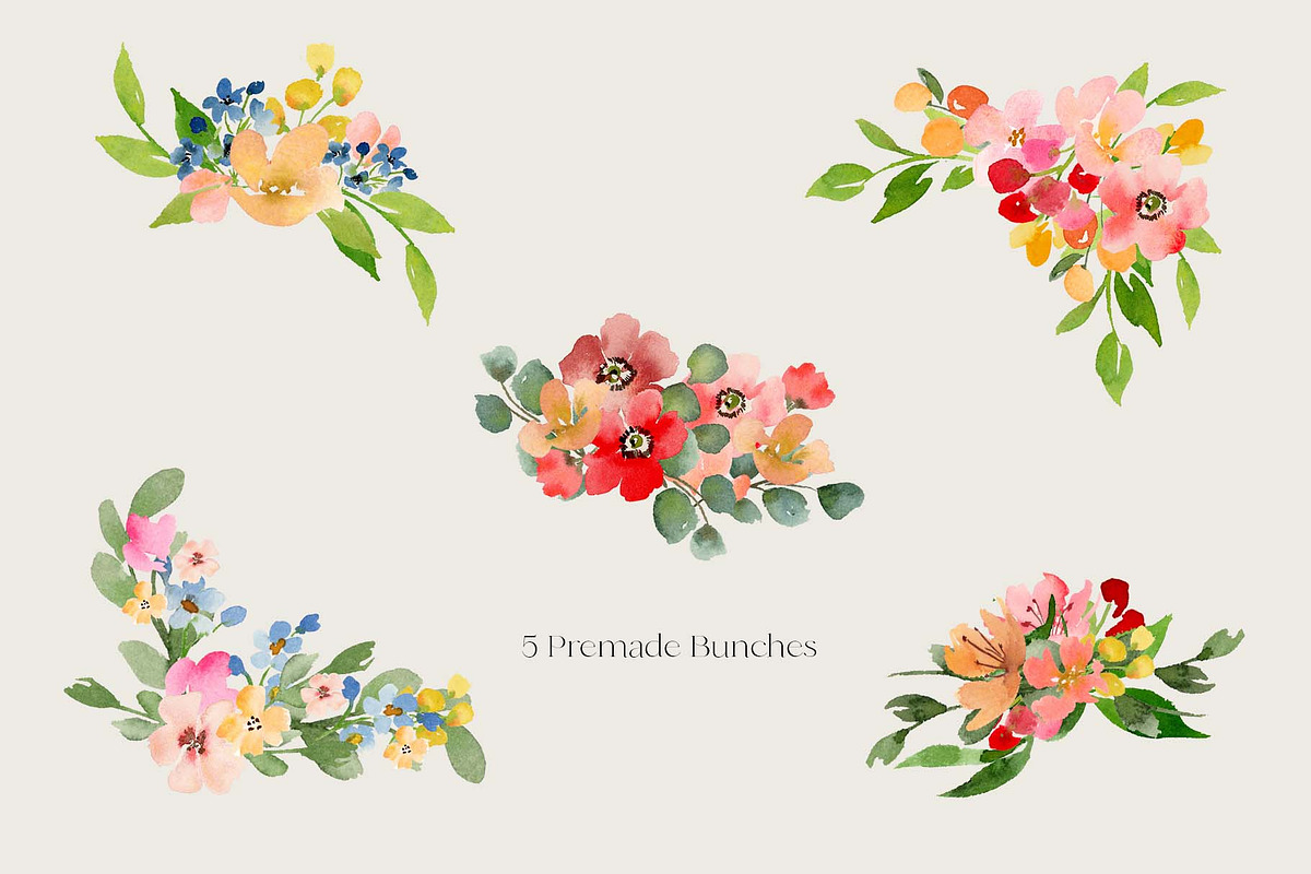 Watercolor Flowers and Wreaths, an Object Graphic by Lavender And Sea (Photo 3 of 4)