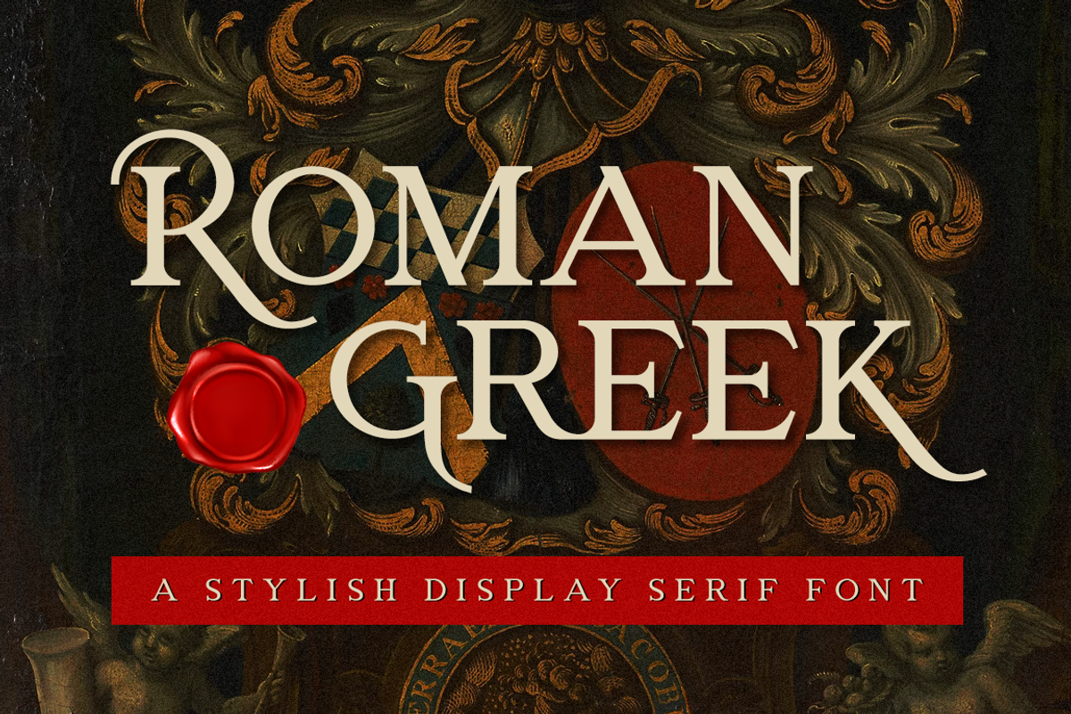 Roman Greek - Display Serif Font, a Serif Font by RockboyStd (Photo 1 of 12)