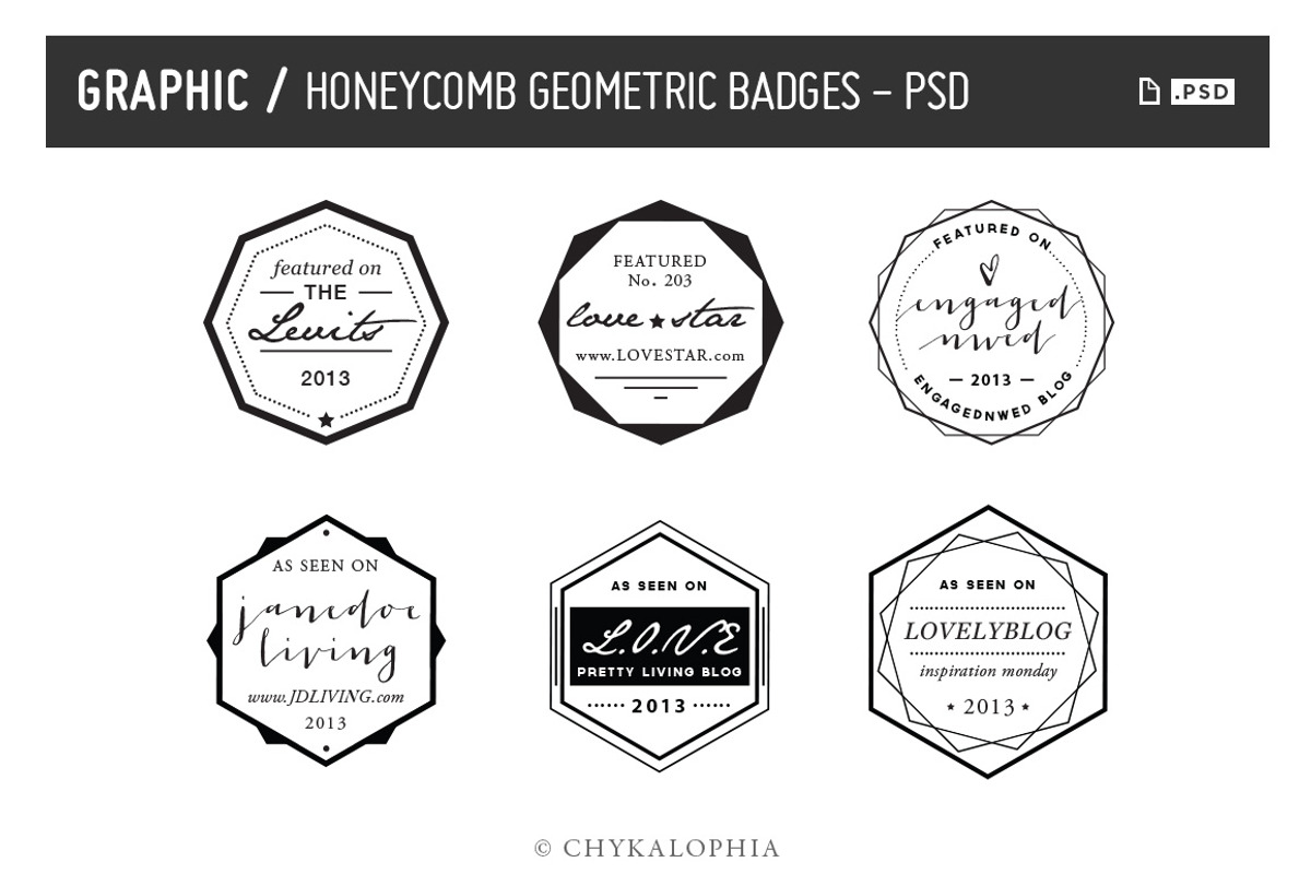 Honeycomb Geometric Badges PSD, a Templates & Theme by theBrandLab.io (Photo 1 of 2)