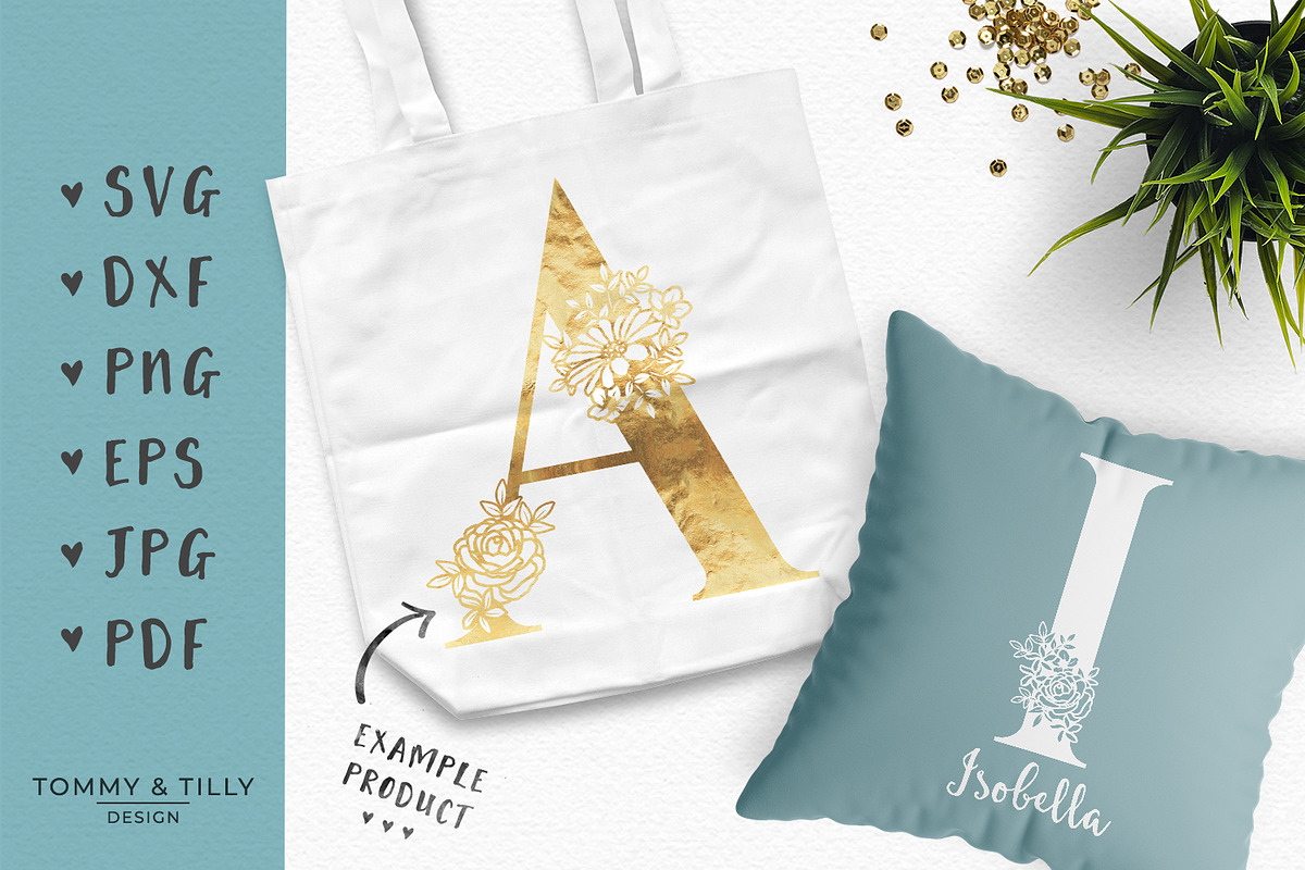A-Z Floral Letters -Cut File Clipart, an Object Graphic by Tommy & Tilly Design (Photo 6 of 7)