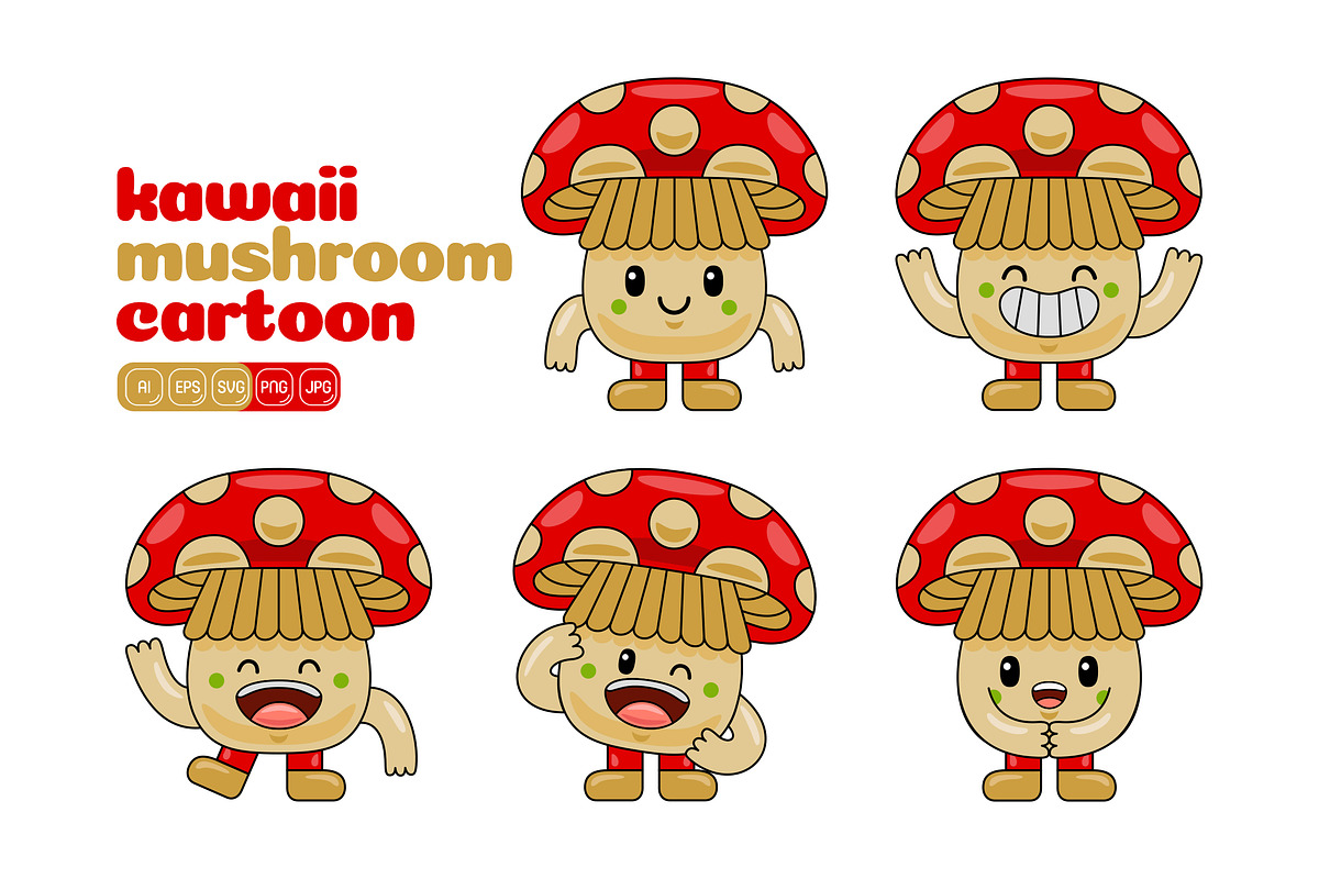 Mushroom Mascot Vector Pack, an Illustration by MEDZ (Photo 2 of 5)