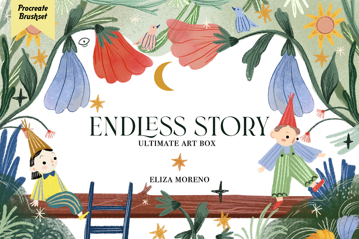 Endless story Procreate Brushes, a Brush Add-On by Eliza Moreno Illustration (Photo 1 of 8)