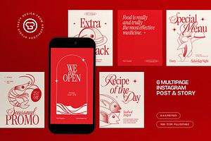 Seafood Instagram Set, a Social Media Template by graphicook