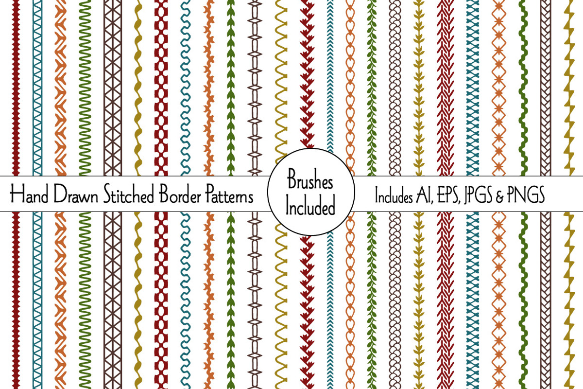 Hand Drawn Stitched Border Patterns, a Pattern Graphic by Melissa Held Designs (Photo 1 of 5)