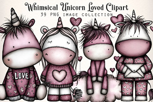 Whimsical Unicorn Loved Clipart, an Illustration by Dream Creation