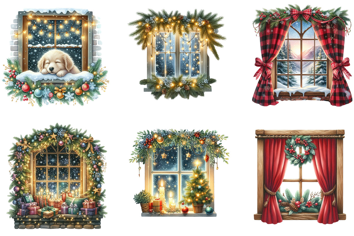 Christmas Cozy Window Clipart, an Illustration by DreamArtGraphic (Photo 3 of 6)