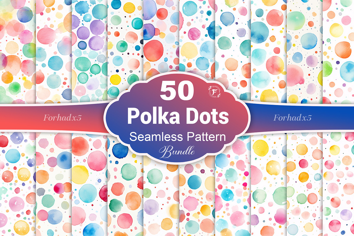 Watercolor Polka Dots Pattern, a Pattern Graphic by Forhadx5 (Photo 1 of 7)