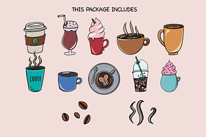 Coffee HandPainted Cliparts/Stickers