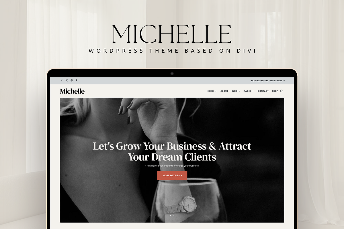 Assistant Michelle WordPress Divi 5, a WordPress Template by Lovely Confetti (Photo 1 of 5)